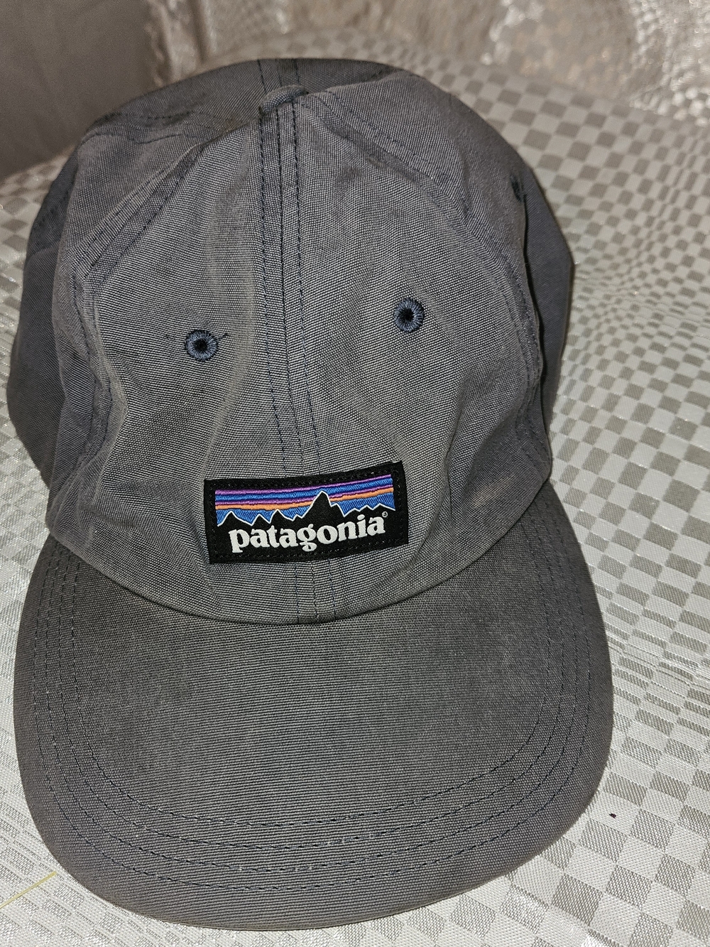 Patagonia Gray Logo Five-Panel Cap with Multicolor Stripe